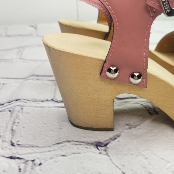 Hunter Refined Penny pink patent leather wood heels sandals - Picture 7 of 13